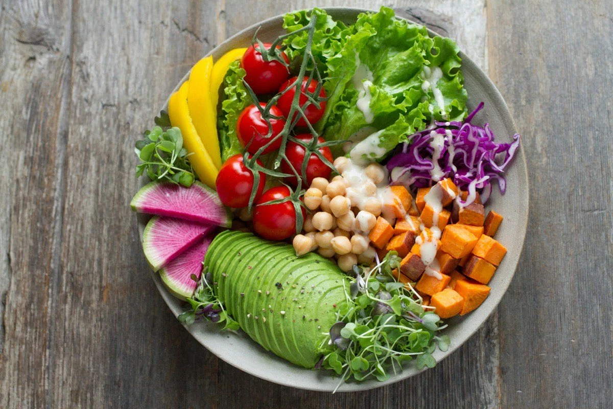 Rainbow Salad Bowl - Mayuri's Jikoni avocado, beetroot, carrot, chickpeas,  cucumber, gluten free, healthy meal, red cabbage, salad, salad bowl, Salad  Dressing, salad green, satvik option, tomato, vegan option, yogurt, za'atar